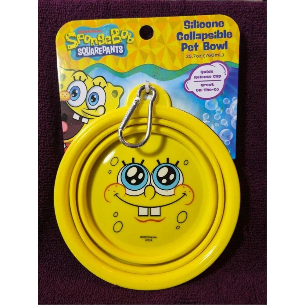 SpongeBob Squarepants Bright Yellow Silicone Travel Pet Bowl
